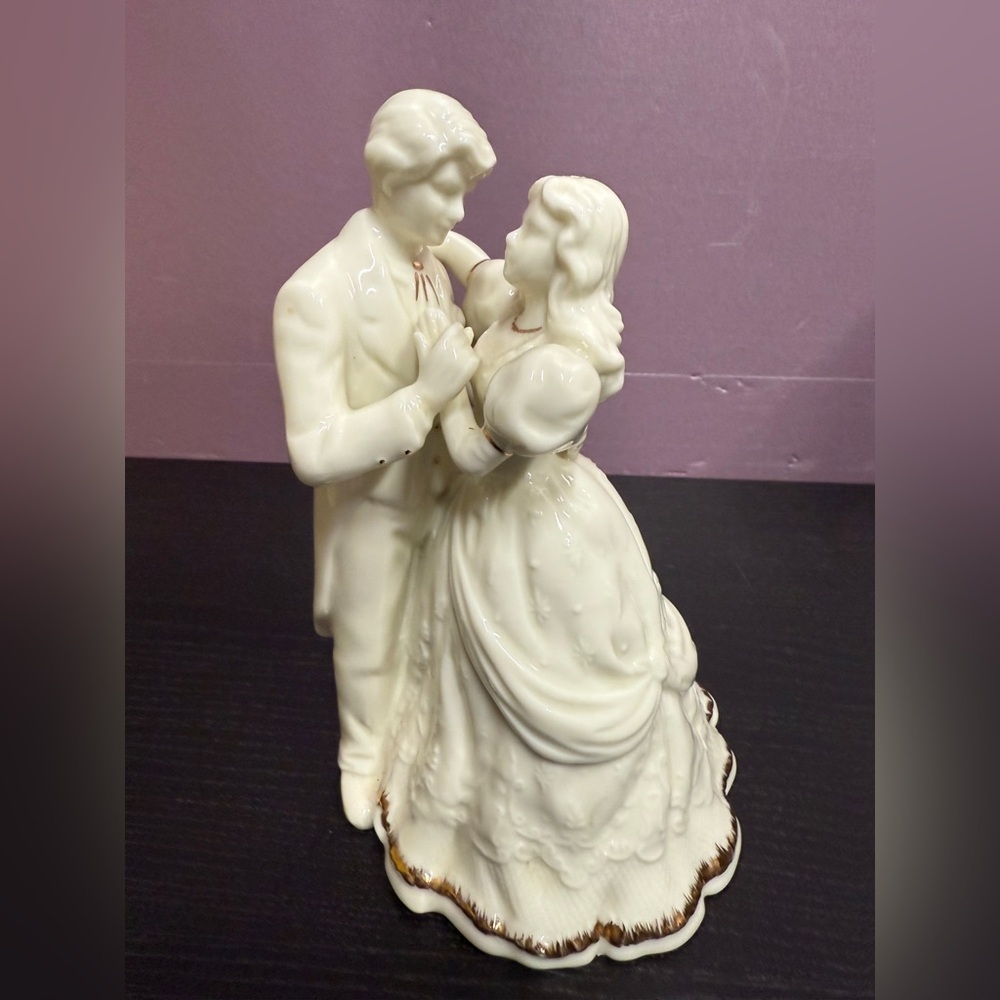 Baum Bros Formalities Elegant Cream and Gold porcelain Figurine Dancing Couple
